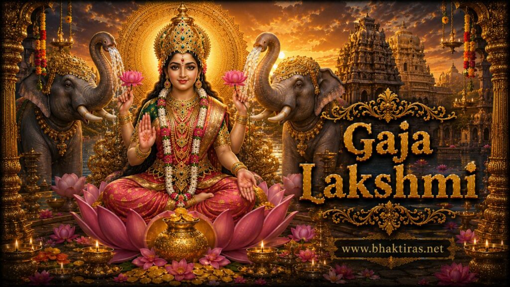 Gaja Lakshmi - Hindu deity portrait on Bhaktiras