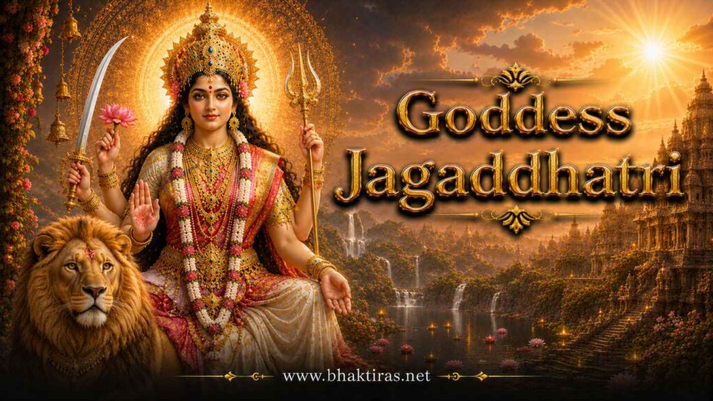 Goddess Jagaddhatri - Hindu deity portrait on Bhaktiras