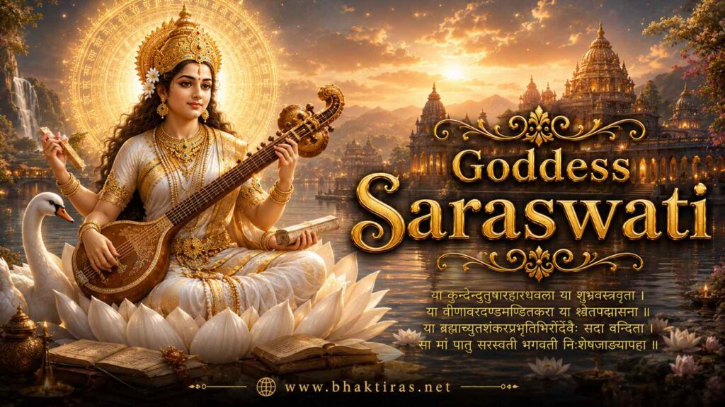 Goddess Saraswati - Hindu deity portrait on Bhaktiras
