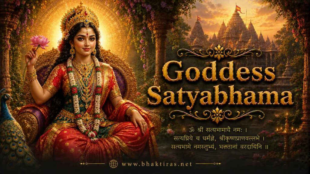 Goddess Satyabhama - Hindu deity portrait on Bhaktiras