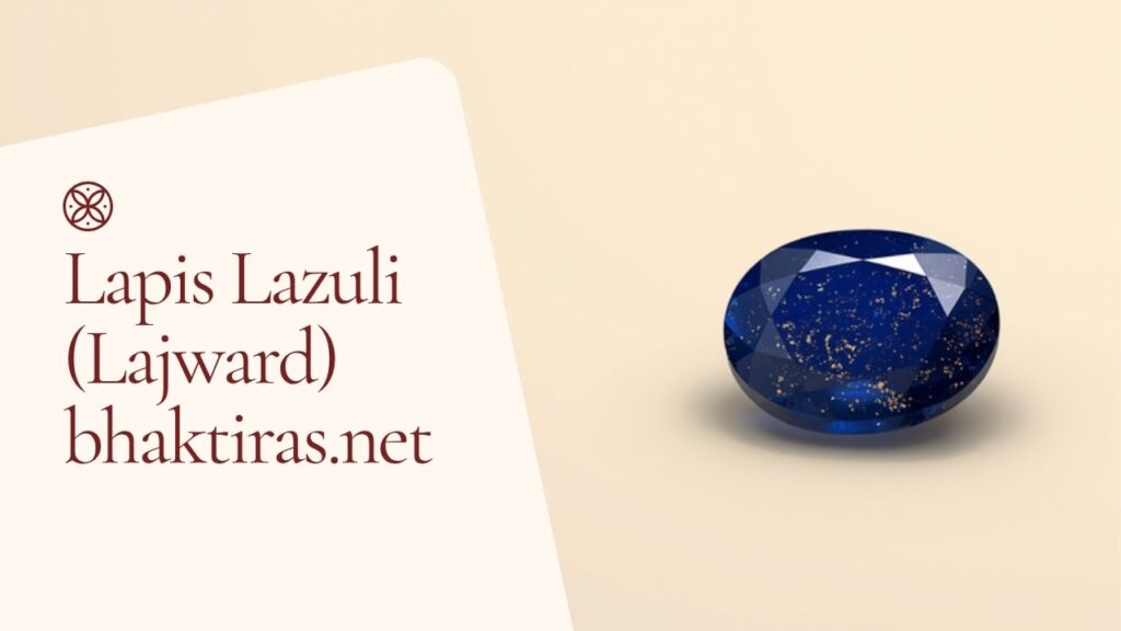 Lapis Lazuli (Lajward) gemstone on cream background with bhaktiras.net